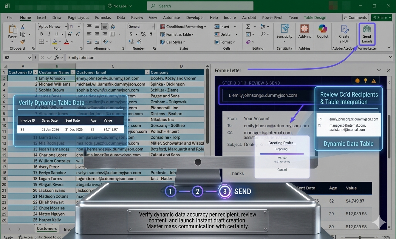 Formu-Letter Excel Add-in Screenshot